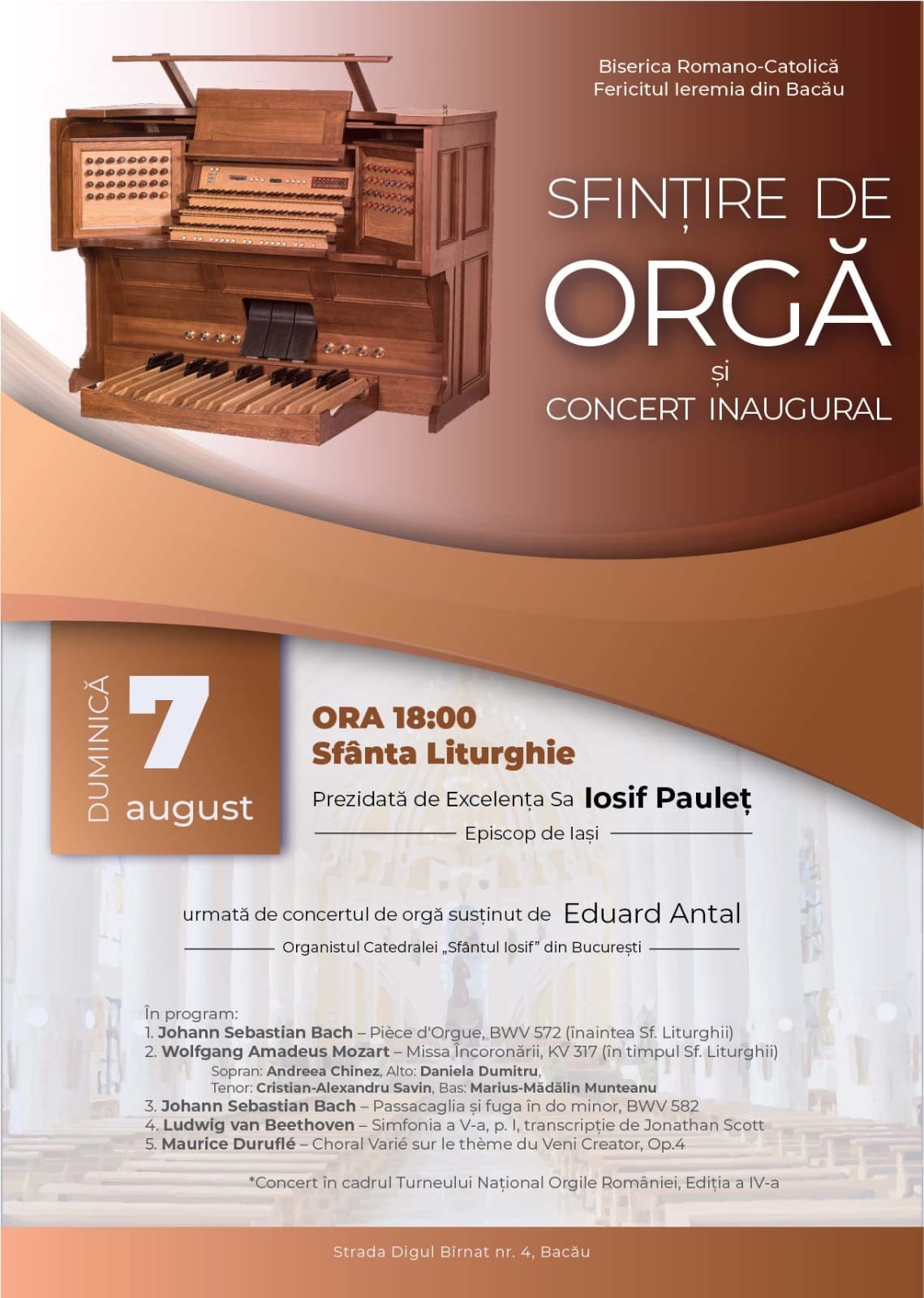afis poster Turneul Național Orgile României IV eduard iosif antal organist